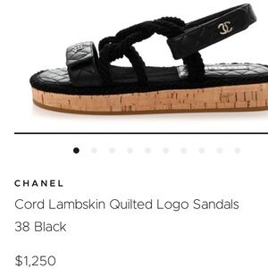 Black cord and lambskin quilted logo Chanel sandals